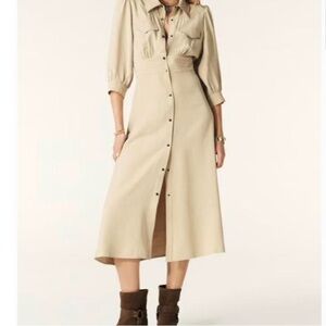 Elegant Tan Midi Dress